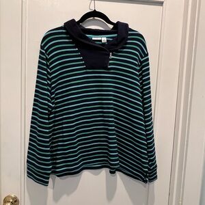 Croft & Barrow Navy and Teal Striped Sweater